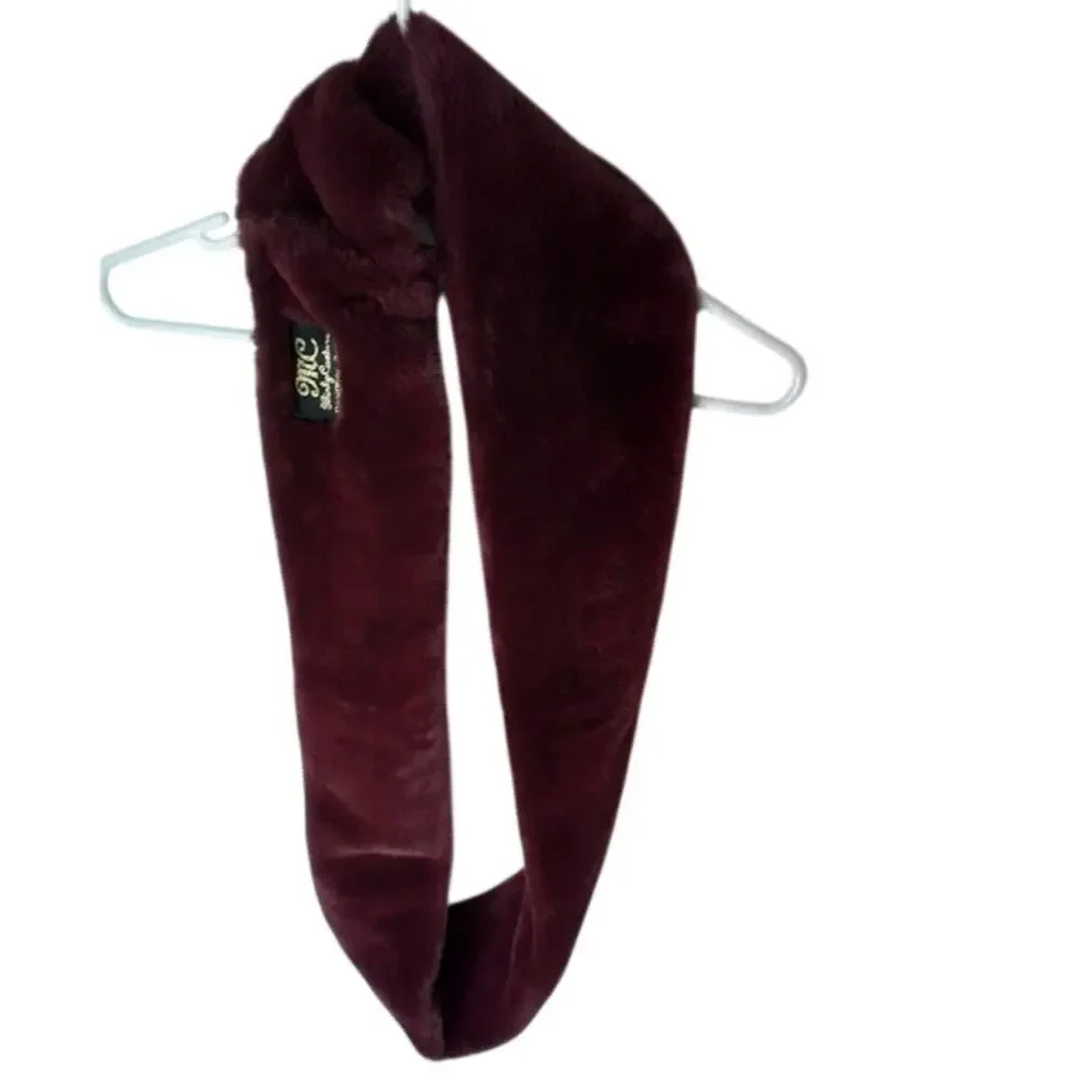 Minky Couture Burgundy Faux‎ Fur Infinity Scarf $79 Original MSRP